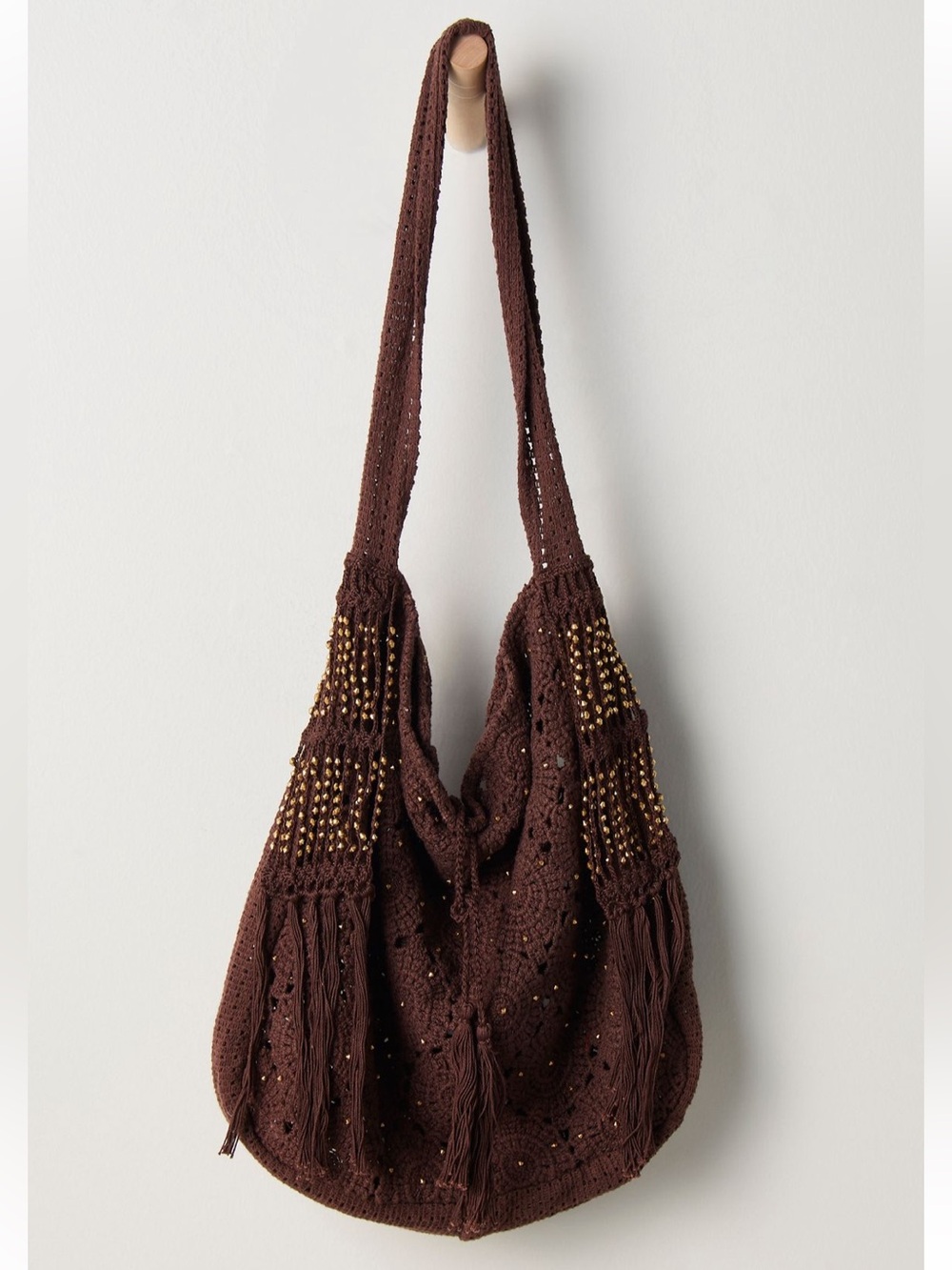 NWT Free People Brown Cotswold Crochet Bag - Picture 2 of 12